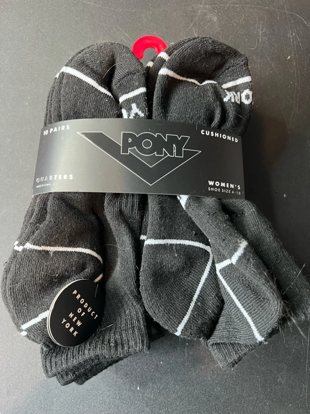 Pony Women's Black & White Cushioned Quarter Socks - 10 Pairs